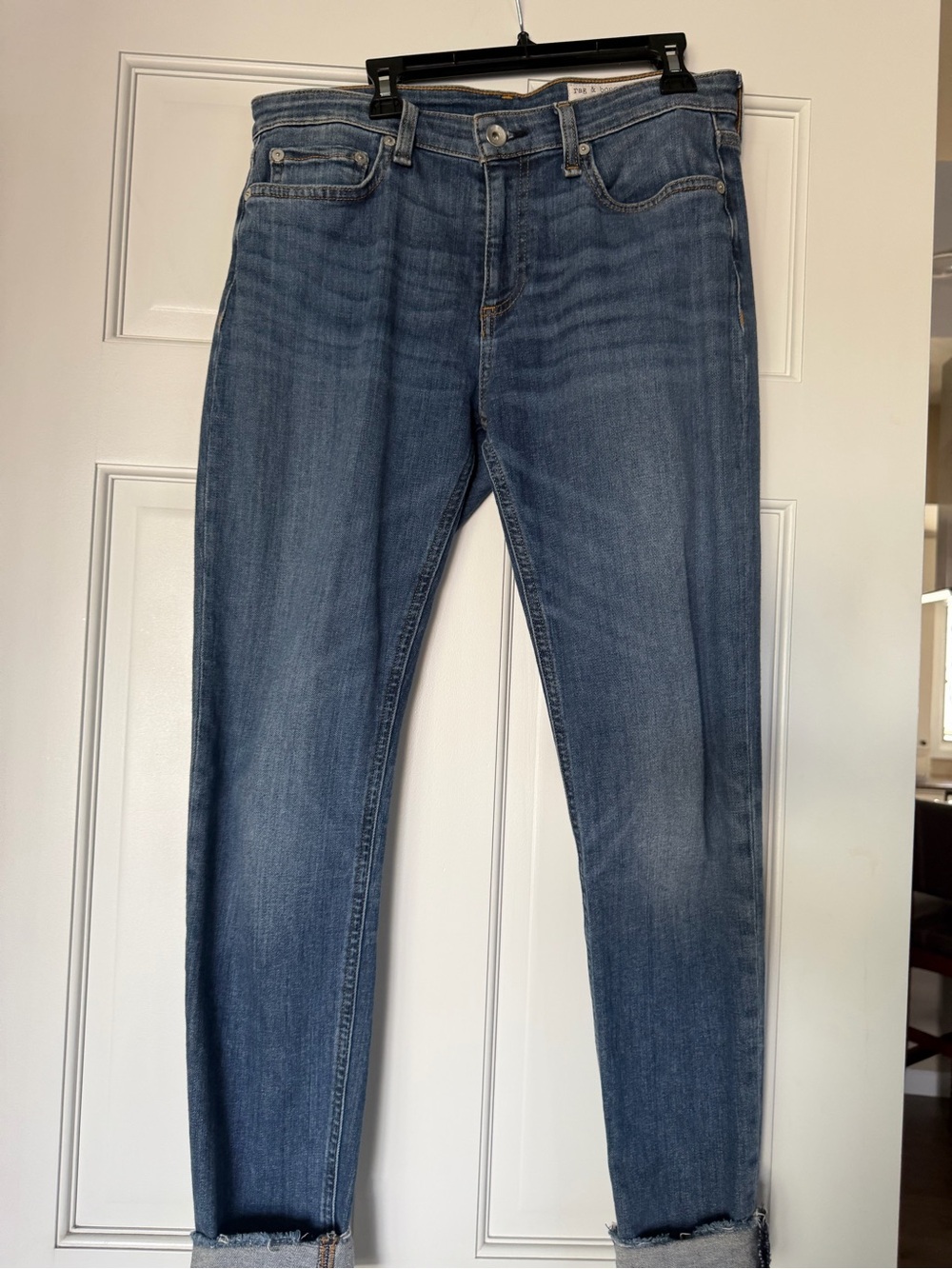 rag & bone Men's Mid Blue Slim Straight Jeans